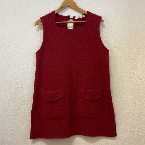 Fisherman Out Of Ireland Red Wool Top with Pockets Sz Small - Picture 1 of 5
